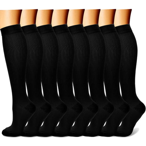 CHARMKING Compression Socks for Women & Men (8 Pairs) 15 20 mmHg Graduated Copper Support Socks are Best for Pregnant, Nurses   Boost Performance, Circulation, Knee High & Wide Calf (L/xL, Black)