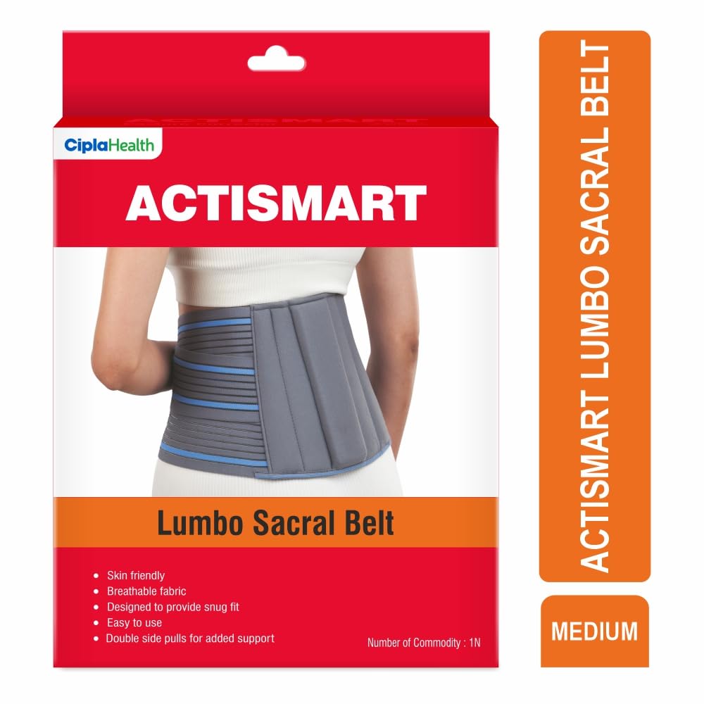 Cipla ACTISMART Lumbar Sacral Belt | Back Support Belt | Belt For Back Pain Relief Women & Men |Back Support & Injury Prevention | Medium