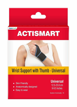 Cipla ACTISMART Wrist Support With Thumb| Wrist Supporter For Gym | Wrist Support For Pain Relief for Women & Men | Ergonomic Design For Joint Support