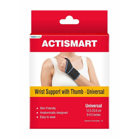 Cipla ACTISMART Wrist Support With Thumb| Wrist Supporter For Gym | Wrist Support For Pain Relief for Women & Men | Ergonomic Design For Joint Support