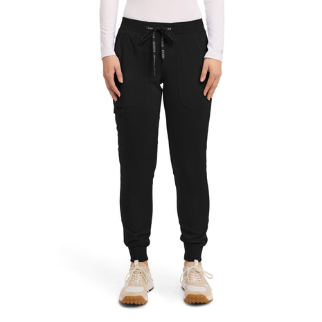 Med Couture Scrub Pants for Women Cargo Jogger Bottoms with 5 Pockets, Lightweight, Ultra Soft, 2-Way Stretch Fabric - MC7710, M, Black
