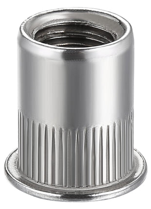 Wensilon Rivet Nut 1/4 inch-20UNC 100Pcs Stainless Steel 304 Finish Flat Head Rivnut Threaded Insert Nut Knurled Body