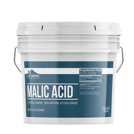 Earthborn Elements Malic Acid Powder, 1 Gallon Bucket, Used in Food, Drinks & Candy, Resealable Container (6.5 Pound)