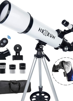 Telescope 80mm Aperture 600mm - Astronomical Portable Refracting Telescopes Fully Multi-Coated High Transmission Coatings AZ Mount with Tripod Phone Adapter, Wireless Control, Carrying Bag.