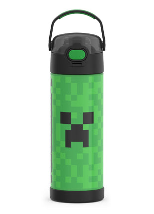 THERMOS FUNTAINER Water Bottle with Spout, 16oz, Minecraft | Kids Stainless Steel Insulated Water Bottle, Keeps Drinks Cold Longer for School & Play, BPA-Free