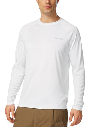 baleaf Men's Sun Protection Shirts UV SPF T-Shirts UPF 50+ Long Sleeve Rash Guard Fishing Running Quick Dry White Size L