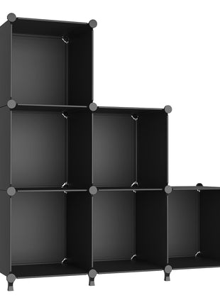 AWTATOS Cube Storage Organizer, Storage Cubes Shelves Bookshelf, 6 Cube Closet Organizers and Storage, DIY Stackable Plastic Clothes Organizer Shelving for Bedroom, Home, Black