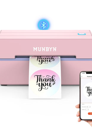 MUNBYN Bluetooth Thermal Label Printer, Wireless 4x6 Shipping Label Printer | Work for Shipping Packages Small Business Office or Home, Compatible with iPhone Android iPad Windows macOS Chrome