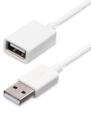 StarTech.com 1m White USB 2.0 Extension Cable Cord - A to A - USB Male to Female Cable - 1x USB A (M), 1x USB A (F) - White, 1 Meter (USBEXTPAA1MW)