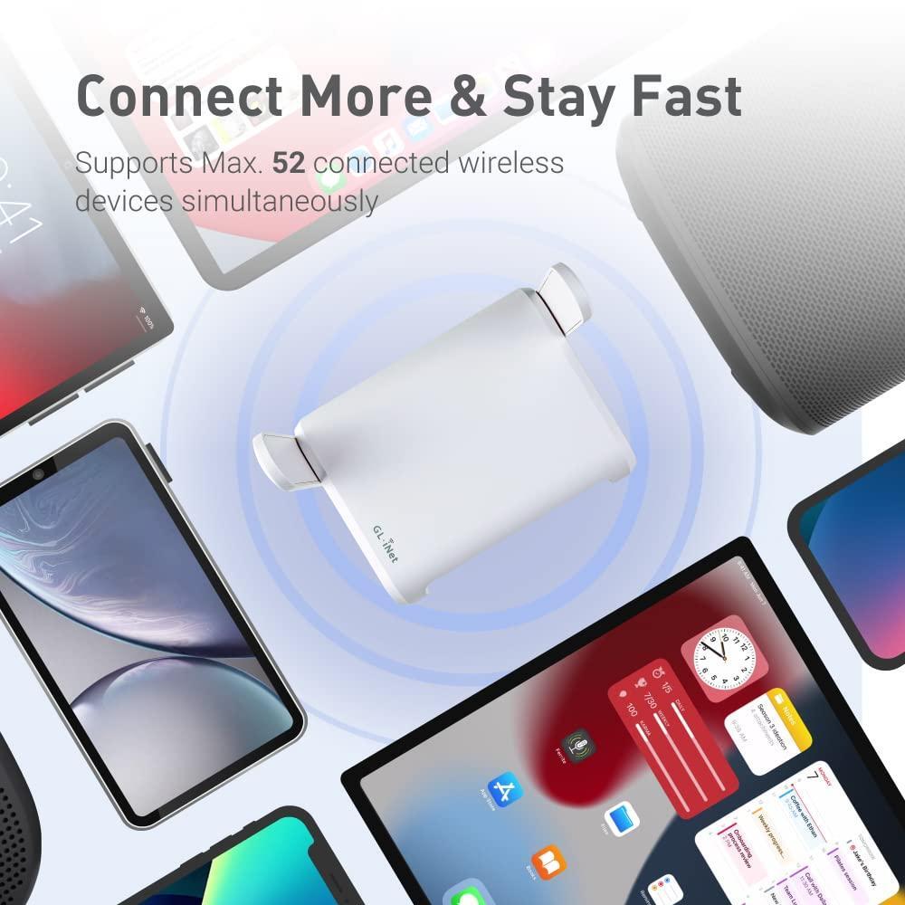 GL.iNet GL-SFT1200 (Opal) Portable WiFi Travel Router, Mini VPN Wireless Router for Fiber Optic Modem, Mobile Internet WiFi Repeater, Dual Band Openwrt Computer Routers, Home/Business/RV/Cruise
