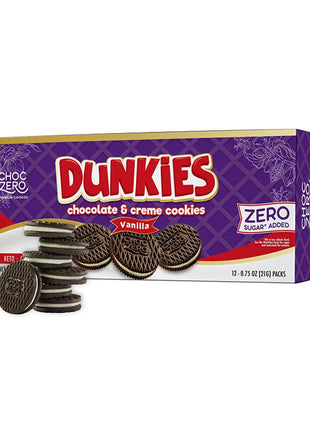 ChocZero Keto Chocolate Sandwich Cookies with Creme - Low Sugar Gluten Free Dunkies (1 Box, 9oz)