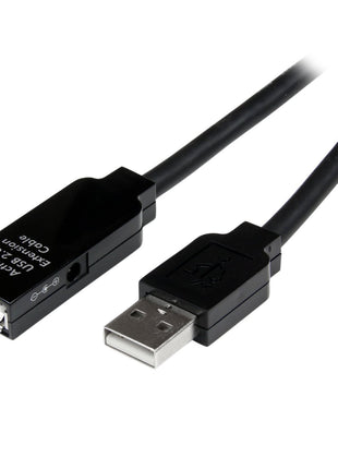 StarTech.com 15m USB 2.0 Active Extension Cable - M/F - 15 meter USB 2.0 Repeater Cable Cord - USB A Male to USB A Female - 15 m, Black, TAA (USB2AAEXT15M)