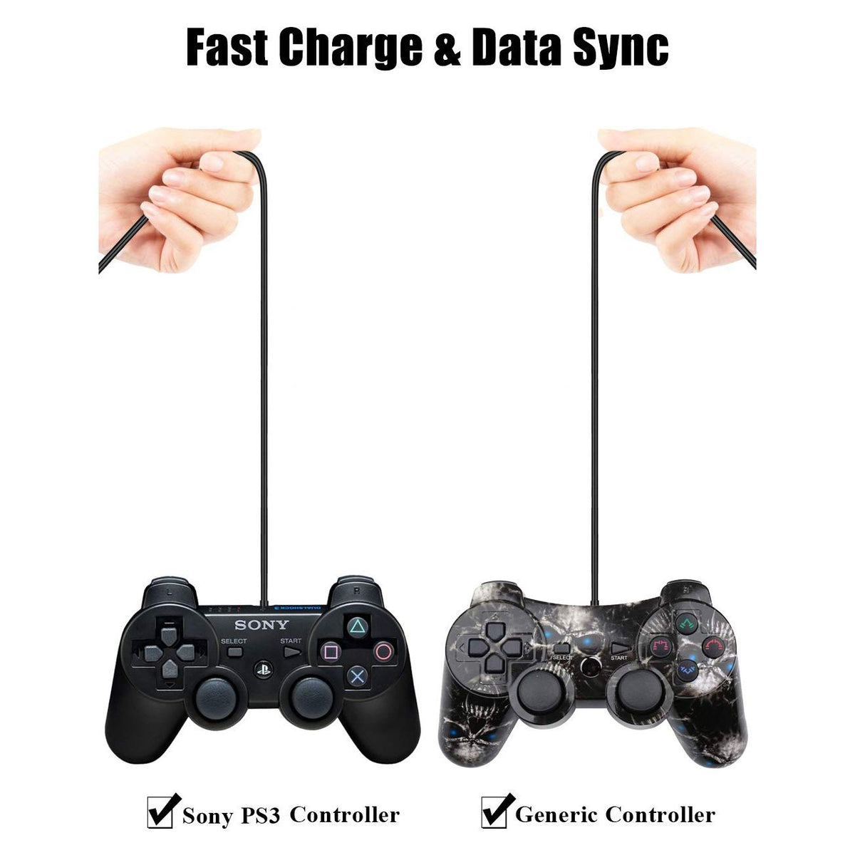 Drimoor 2 Pack 10ft PS3 Controller Charger Cable - Fast Mini USB Data Charging Cord for PS Move PlayStation 3 Wireless Controller, TI84 Plus CE, Digital Camera