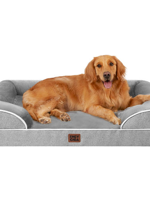 EHEYCIGA Orthopedic Dog Beds for Extra Large Dogs 44x32Inch, Waterproof Memory Foam XL Pet Bed with Sides, Non-Slip and Egg-Crate Foam Big Dog Couch Bed with Washable Removable Cover, Grey