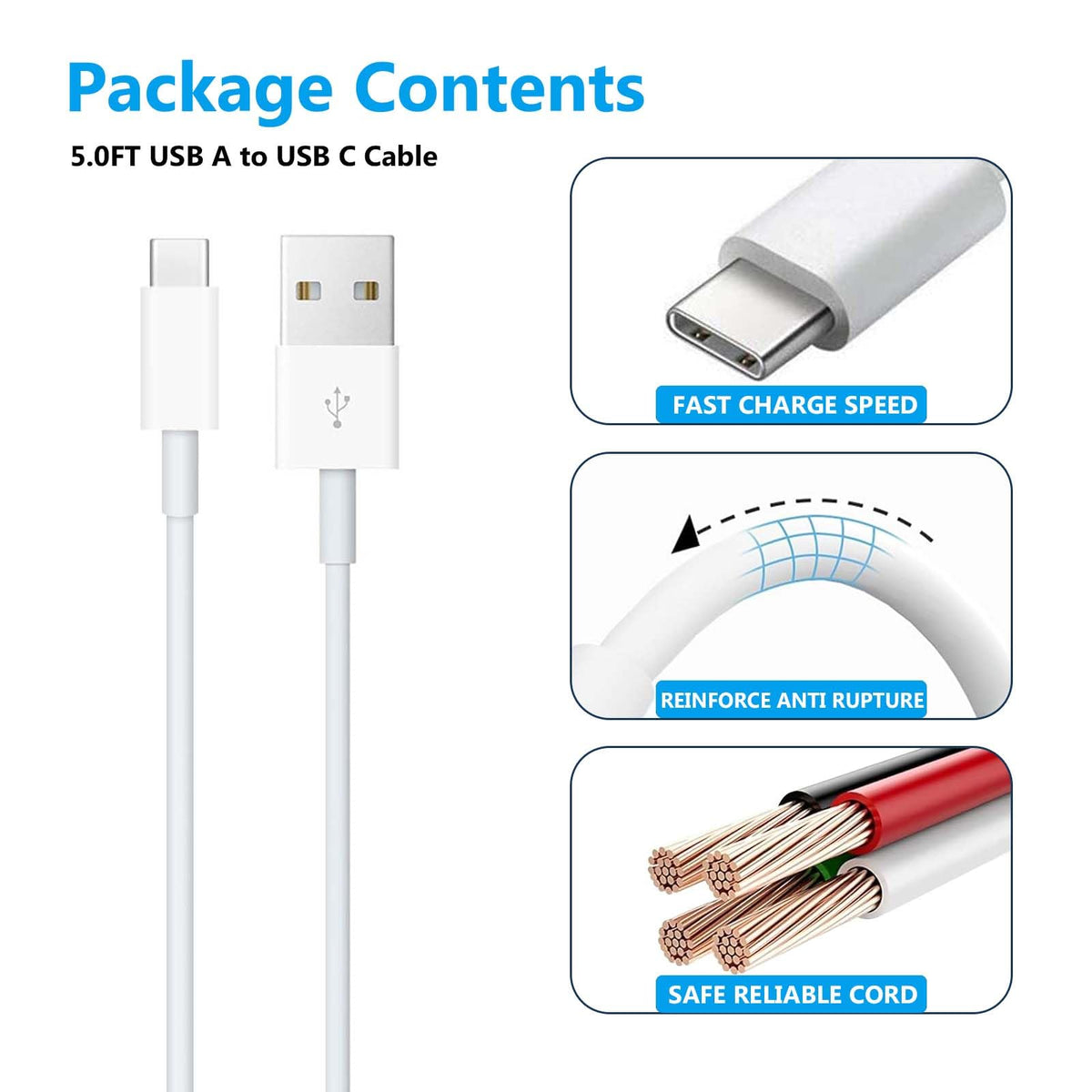 Carplay Cable Cord Compatible with iPhone 16 17 USB A to USB C Cable for 17 Air/17 16 15 Pro Max ，Plus, Pro 12.9/11, 10th Gen, Air 5th/ 4th,Mini 6th Charger Car Charging Cable White