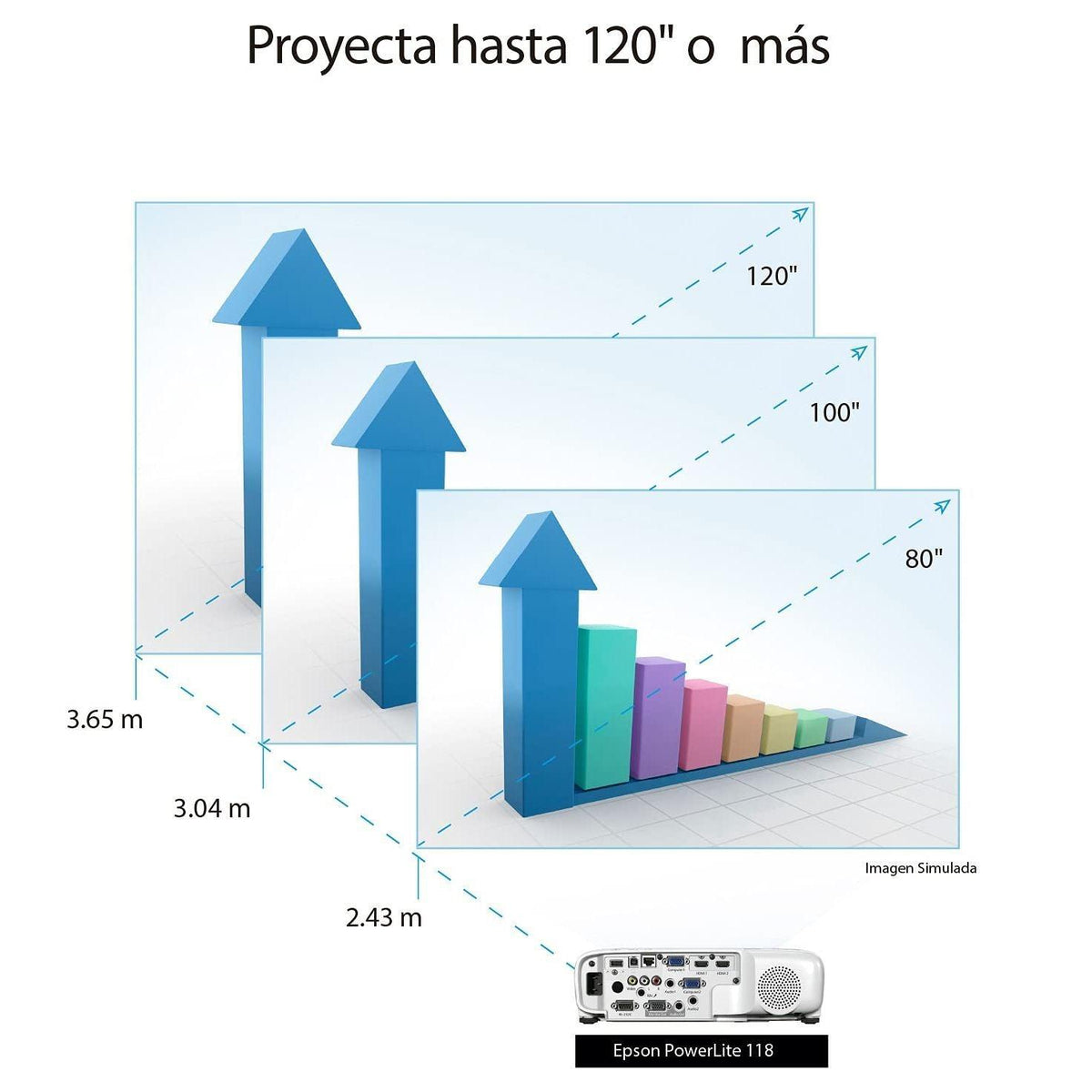 Epson, EPSV11HA03020, PowerLite 118 3LCD XGA Classroom Projector with Dual HDMI, 1 Each , 3.6"x11.6"x10.2"