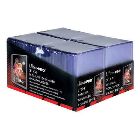Ultra PRO 3 inch x 4 inch Clear Regular Toploaders for Cards with Card Sleeves Bundle Standard Size 200ct Trading Baseball Toploader Card Sleeve Protectors