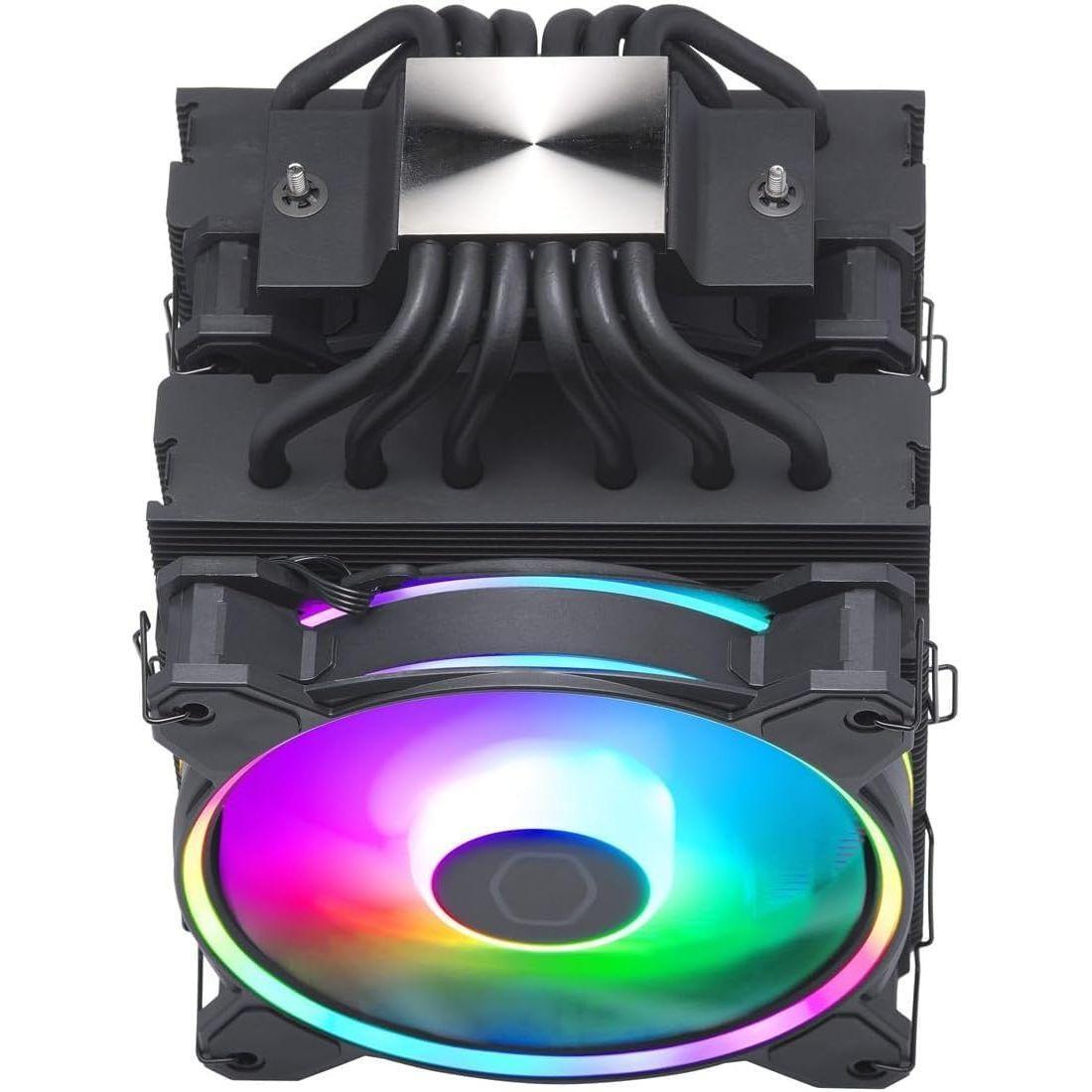 Cooler Master Hyper 622 Halo White Dual Tower CPU Air Cooler, 120 Halo² PWM Fan, Dual Loop ARGB, 6 Copper Heat Pipes, Nickel-Plated, 154mm Tall, AMD Ryzen AM5|AM4, Intel LGA 1851|1700|1200 Brackets