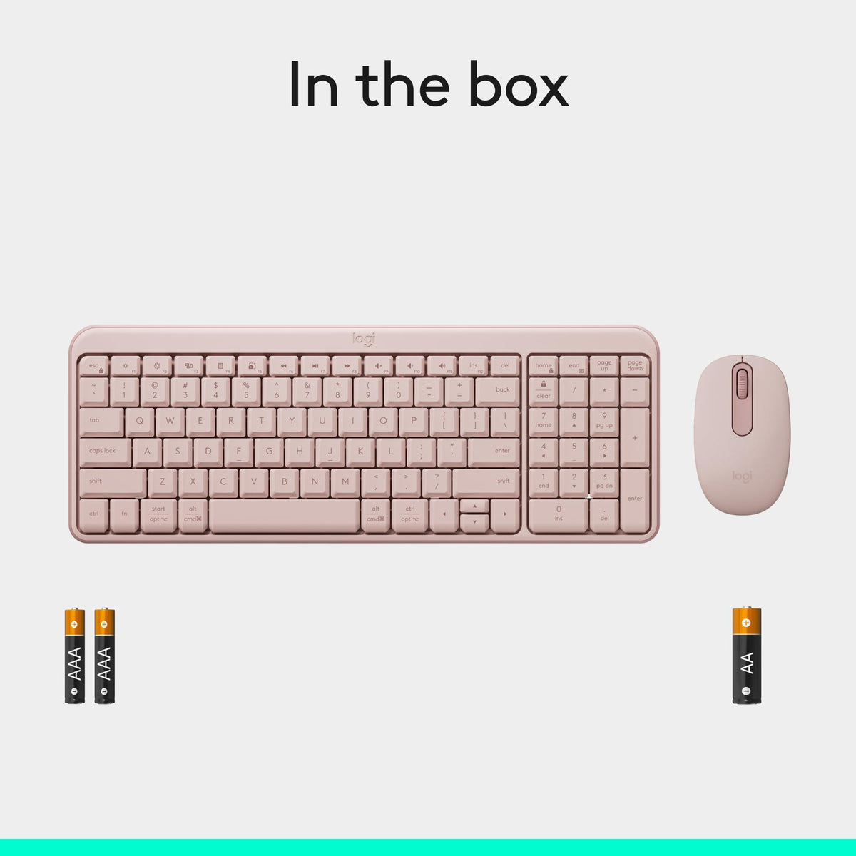 Logitech MK250 Bluetooth Wireless Mouse and Keyboard Combo: Fast & Easy Connectivity, Compact Wireless Keyboard, Ambidextrous Mouse, Durable Build - Windows/MacOS - Rose