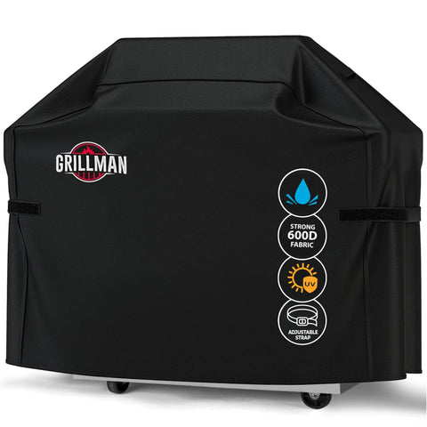 Grill Cover by Grillman, Black, 58 Inch, BBQ Outdoor Grill Covers, Charcoal & Gas Grills, Waterproof, Rip-Proof, Weather-Resistant, Anti-UV, Barbecue Cover for Weber, Genesis, Charbroil, Nexgrill, etc