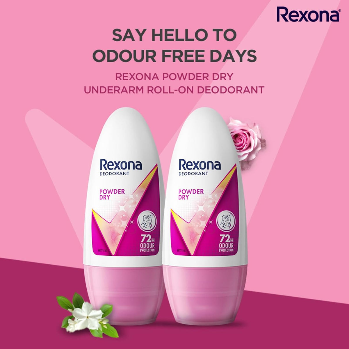 Rexona Powder Dry Underarm Floral Roll On Deodorant For Women|| 50 Ml+Rexona Powder Dry Underarm Roll On Deodorant For Women|| 50 Ml