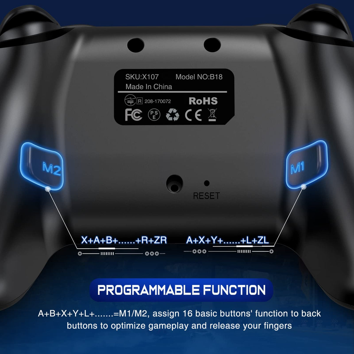 Wireless Switch Controller for Nintendo Switch/Switch 2/Lite/OLED Controller, Switch Controller with a Mouse Touch Feeling on Back Buttons, Extra Switch Pro Controller with Wake-up,Programmable, Turbo Function