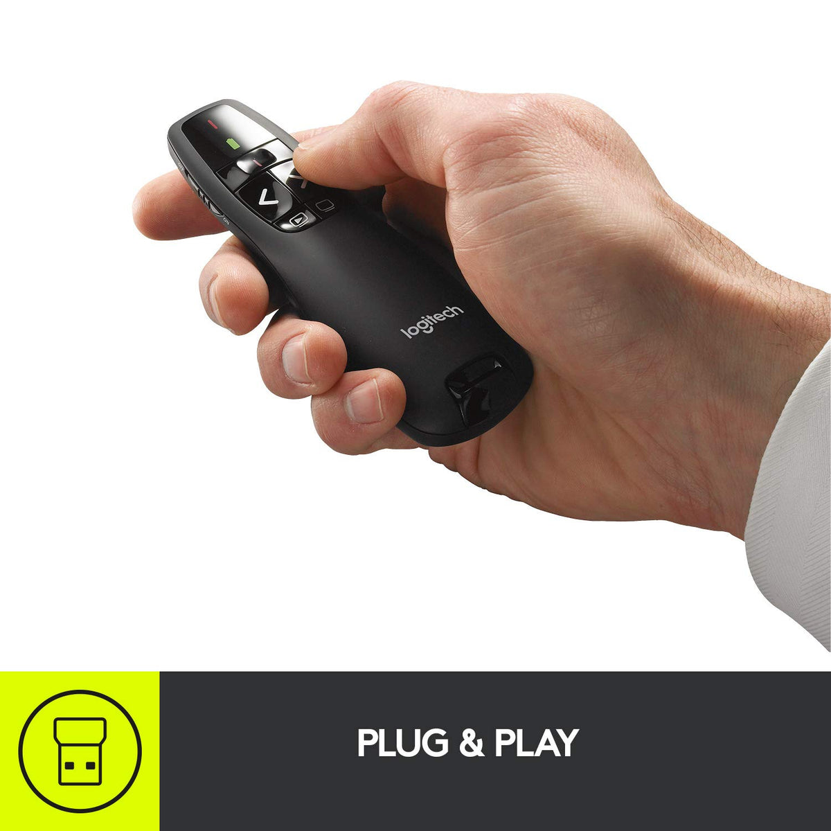 Logitech Wireless Presenter R400, PowerPoint Clicker with Laser Pointer, Wireless Presentation Clicker Remote