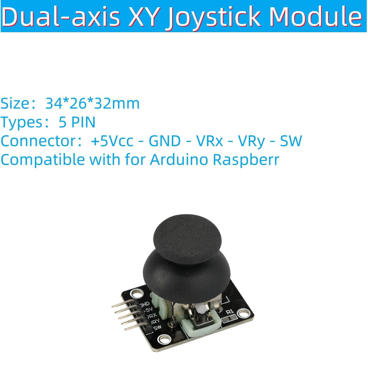 MTDELE 6Pcs Joystick Dual-axis XY Module PS2 Game Joystick Control Lever Sensor Game Controller Sensor Board Module KY-023 Compatible with for Arduino Raspberry