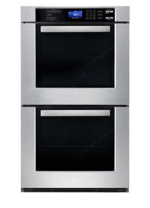 30 in. Haven Coll Double Electric Wall Oven, True Convection, Stainless | Cosmo COS-30EDWC Blue Porcelain, Self Clean Function, 7 Oven Functions, Digital Display, Interior Lighting