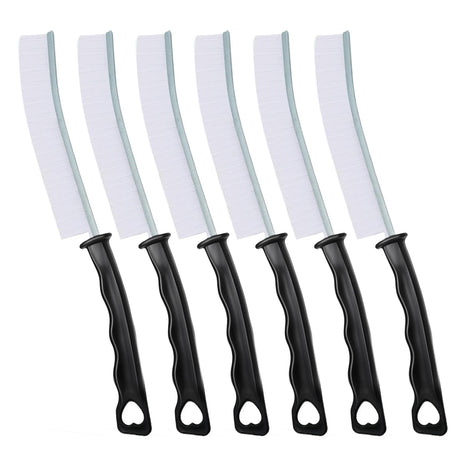 Hard Bristle Crevice Cleaning Brush, Versatile Scrub Tool for Kitchen, Window, Vehicle, Faucets,Grout, Household Use, and Bathroom 6 Pack Color Black and White