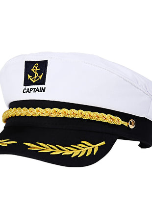 Adult Yacht Captain Hat White Sailor Hat for Women Men Yacht Boat Sailor Captain Cap Marine Admiral Halloween Costume Party Cosplay Accessory