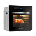 Empava 24 inch Electric Single Wall Oven with 10 Cooking Funcitons, Stainless Steel Built-in Convection System with Screen Touch Control, 360° Rotisserie