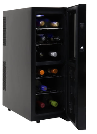 Koolatron Urban Series 12 Bottle Wine Cooler Refrigerator Dual Zone Thermoelectric Wine Fridge Freestanding Wine Cellar for Red White Sparkling Wine Ideal for Kitchen Apartment RV