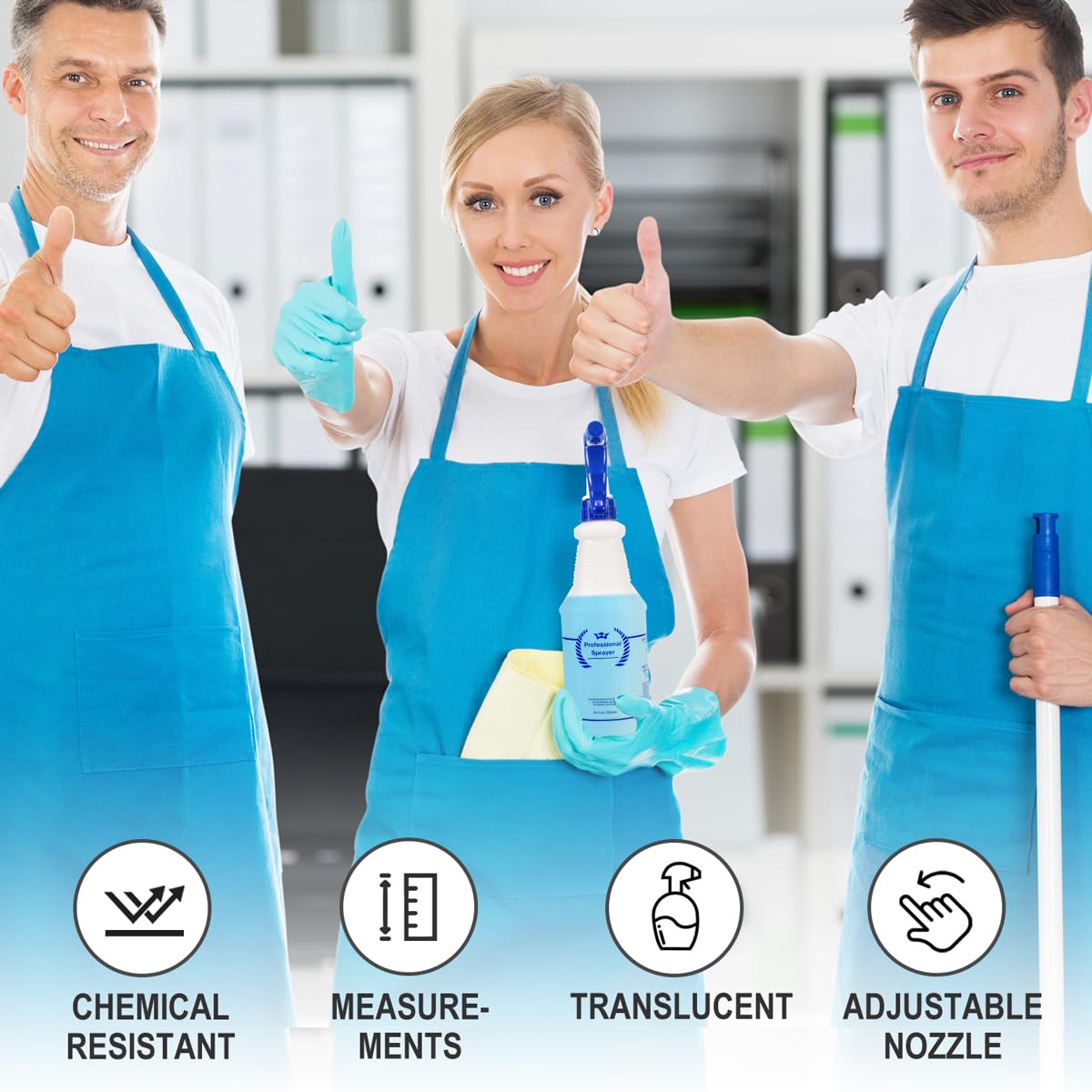 Plastic Spray Bottle, Empty Spray Bottles (2 Pack 24 Oz), All-Purpose Sprayer for Cleaning Solutions, Hair Spray, Bleach, Planting, BBQ, Mist & Stream Water Spraying Bottle with Adjustable Nozzle