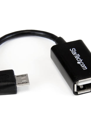 StarTech 5in Right Angle Micro-USB to USB-A OTG Host Adapter (UUSBOTGRA) | Micro-USB Male to USB-A Female, Angled On-The-Go host adapter, Cable, Braided shielding, PVC
