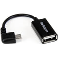 StarTech.com 5in Right Angle Micro USB to USB OTG Host Adapter M/F - Angled Micro USB Male to USB A Female On-The-Go Host Cable Adapter (UUSBOTGRA) , Black