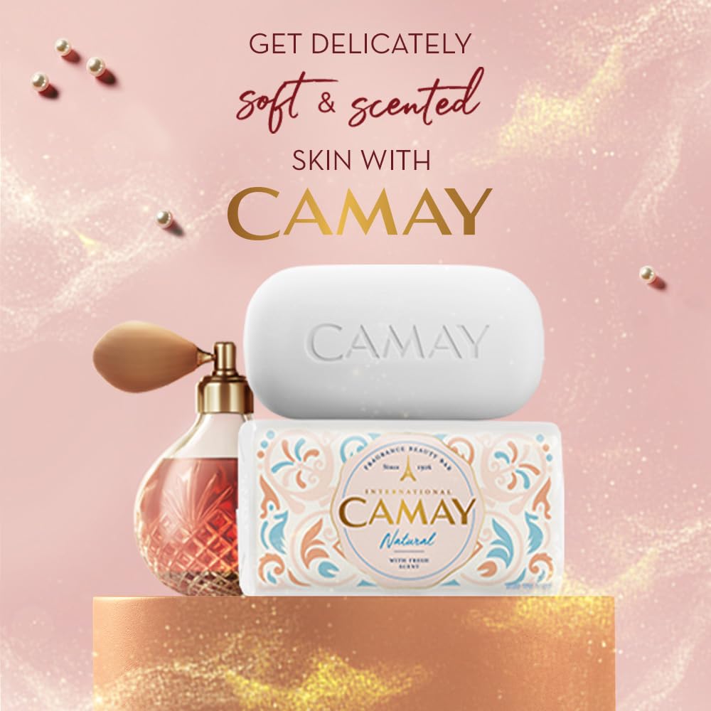 Camay Natural International Beauty Soap With Cedarwood&Bergamot(Buy 2 Get 1 Free) Combo Pack Offer,Indulging French Fragrance,Moisturizing Bathing Body Bar Soap Combo(3 Count,125G Each)