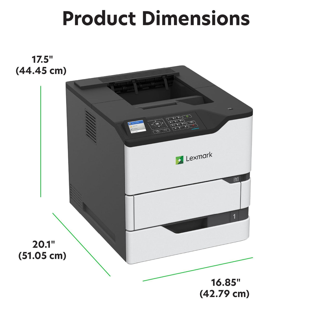 Lexmark MS821dn Monochrome Laser, Duplex (2-Sided) Printing: Integrated Duplex, 2.4-inch Color LCD Display, Print Speed: Up to 55 ppm, Recommended Monthly Page Volume: 3000-50000 Pages(50G0100)
