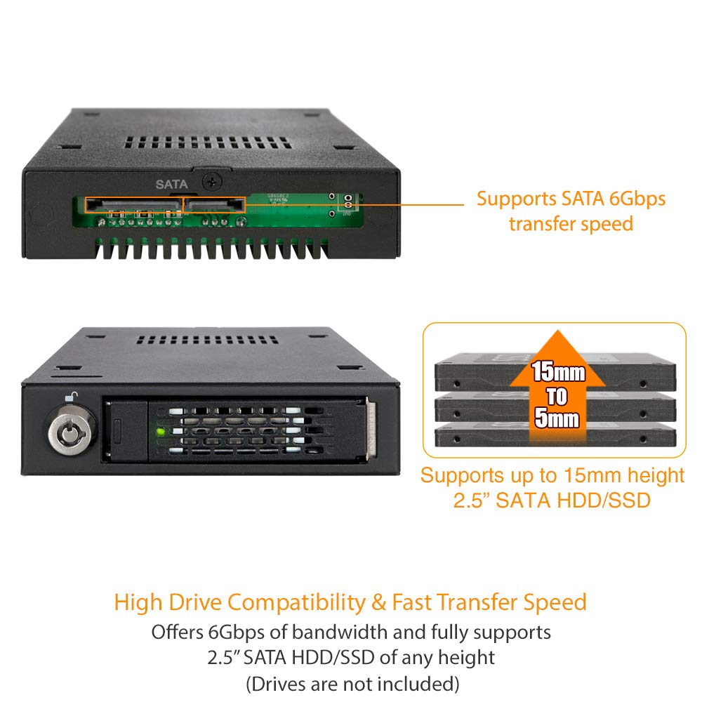 ICY DOCK Rugged Full Metal 2.5” SATA HDD & SSD Mobile Rack for External 3.5" Drive Bay | ToughArmor MB991SK-B