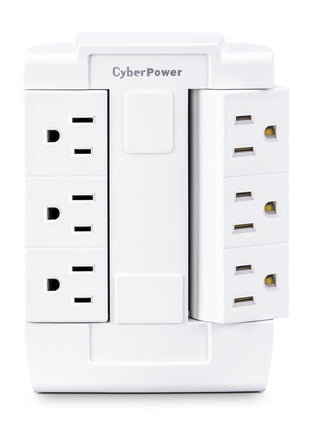 CyberPower GT600P 6 Outlet Swivel Grounded Wall Tap, White