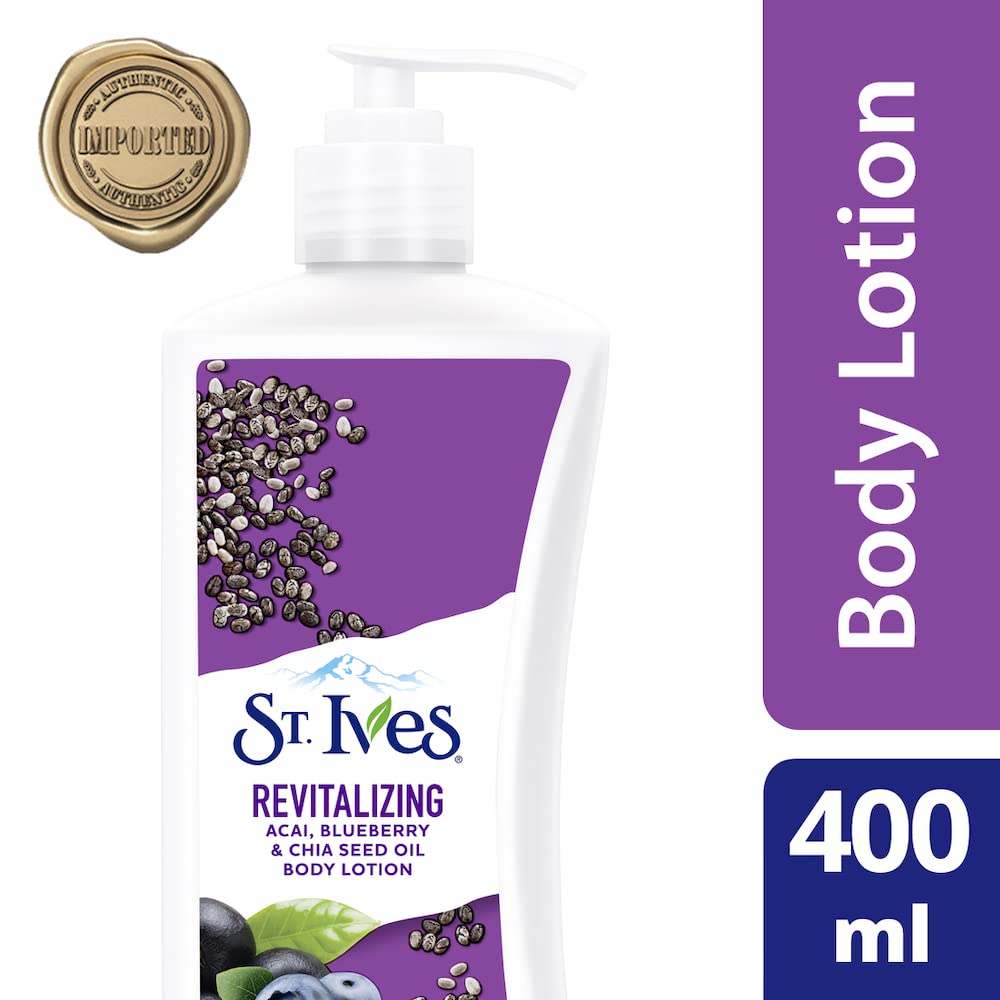 St. Ives Revitalizing Blueberry Body Lotion,100% Natural Moisturizers,Paraben Free,Non-greasy formula,Hydrated &Glowing skin,imported,400ml