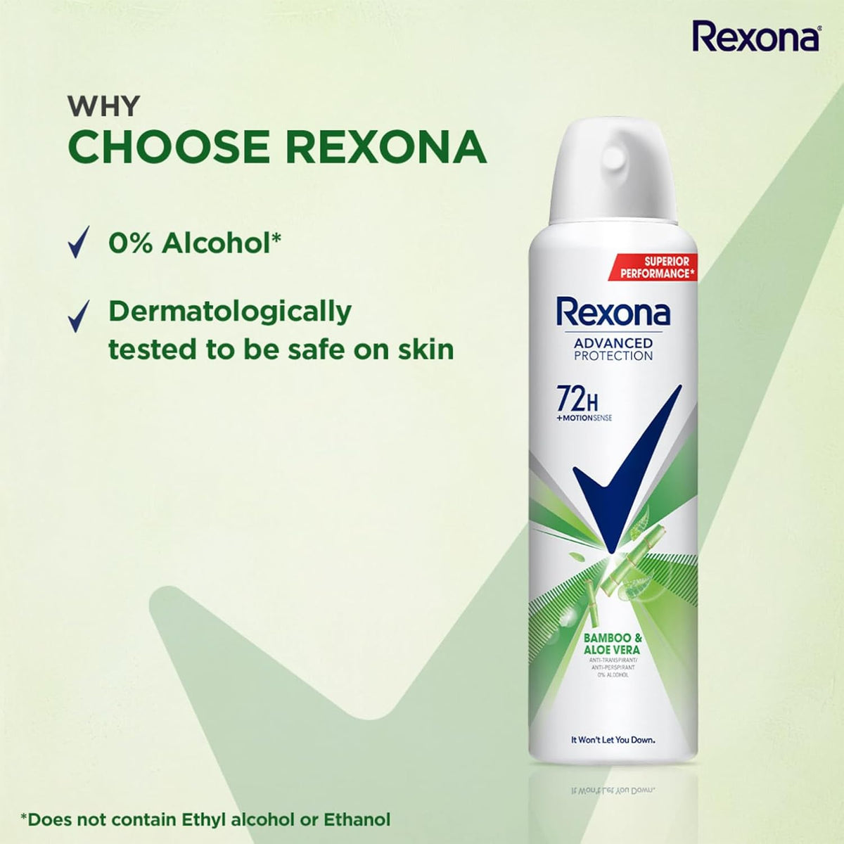 Rexona Advance Protection bamboo & Aloe Vera Deodorant Spray 72 H/Invisible and with long-lasting freshness