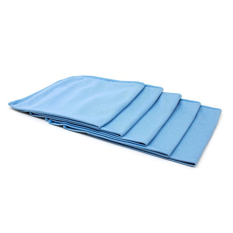 [Smooth Glass] Microfiber Window, Mirror and Glass Towel (16 inchx16 inch) Blue - 5 Pack (Blue)
