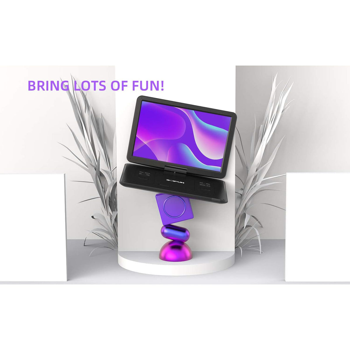 17.5"" Portable DVD Player with 15.6"" Large HD Screen, 6 Hours Rechargeable Battery, Support USB/SD Card/Sync TV and Multiple Disc Formats, High Volume Speaker, Black