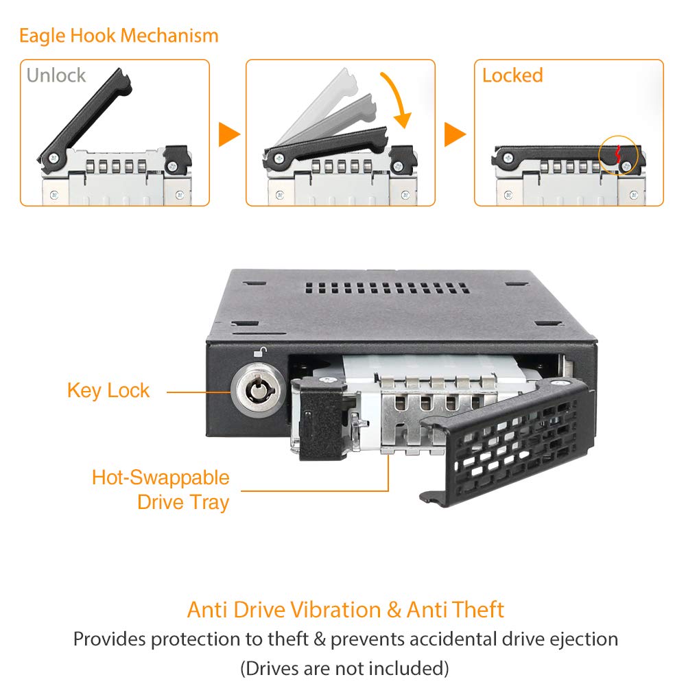 ICY DOCK Rugged Full Metal 2.5” SATA HDD & SSD Mobile Rack for External 3.5" Drive Bay | ToughArmor MB991SK-B