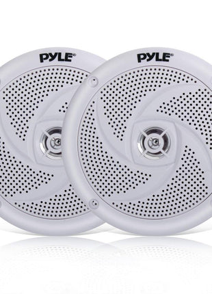 Pyle Marine Speakers - 5.25 Inch 2 Way Waterproof and Weather Resistant Outdoor Audio Stereo Sound System with 180 Watt Power and Low Profile Slim Style - 1 Pair - PLMRS5W (White)