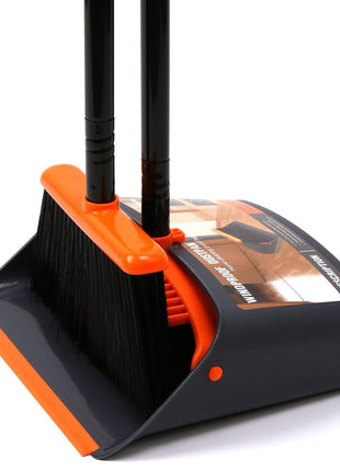 TreeLen Broom and Dustpan Set with 52 inch Long Handle for Home Kitchen Room Office Lobby Floor Use Upright Stand Up Stand Up Broom with Dustpan Combo