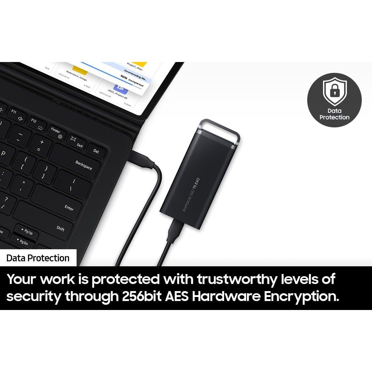 Samsung T5 EVO Portable SSD 2TB, USB 3.2 Gen 1 External Solid State Drive, Seq. Read Speeds Up to 460MB/s for Gaming and Content Creation, MU-PH2T0S/AM, Black