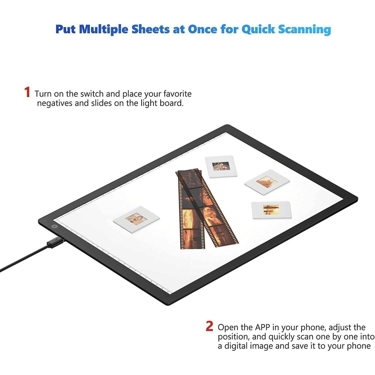 Slide Viewer Light Box, Ultra-Thin A4 USB Powered Light Scanner for Photo Slide and Film Negative Scanning, Christmas Gift, Tattoo Drawing, Artist Sketching
