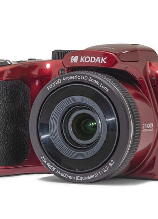 KODAK PIXPRO AZ255 16MP Digital Camera, 25x Optical Zoom, AA, OIS, Red | Image Stabilization 1080p Full HD Video 3' LCD Vlogging